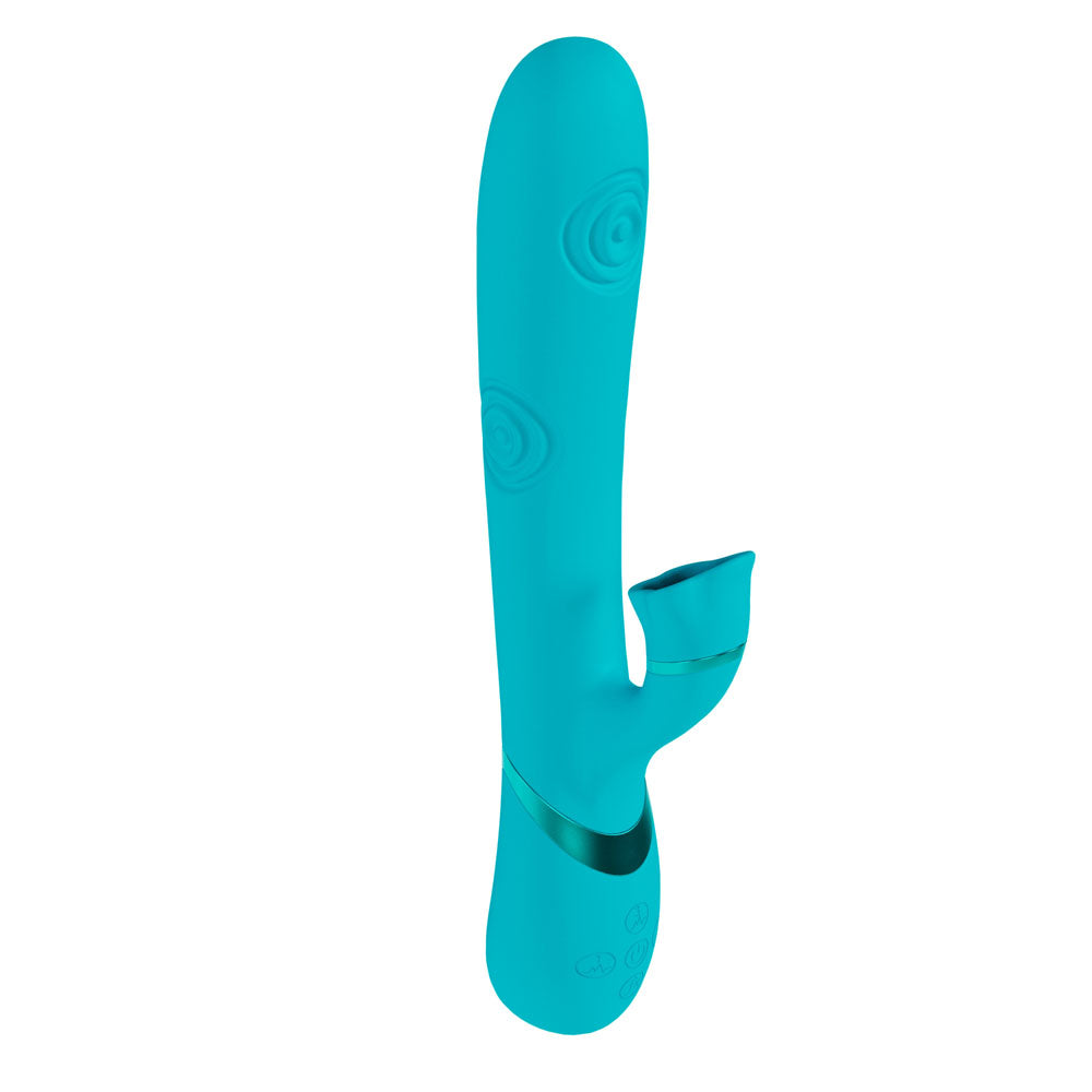 VIVE Fiore - Blue 25 cm USB Rechargeable Tapping Rabbit Vibrator - VIVE063BLU