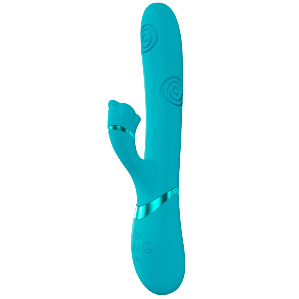 VIVE Fiore - Blue 25 cm USB Rechargeable Tapping Rabbit Vibrator - VIVE063BLU