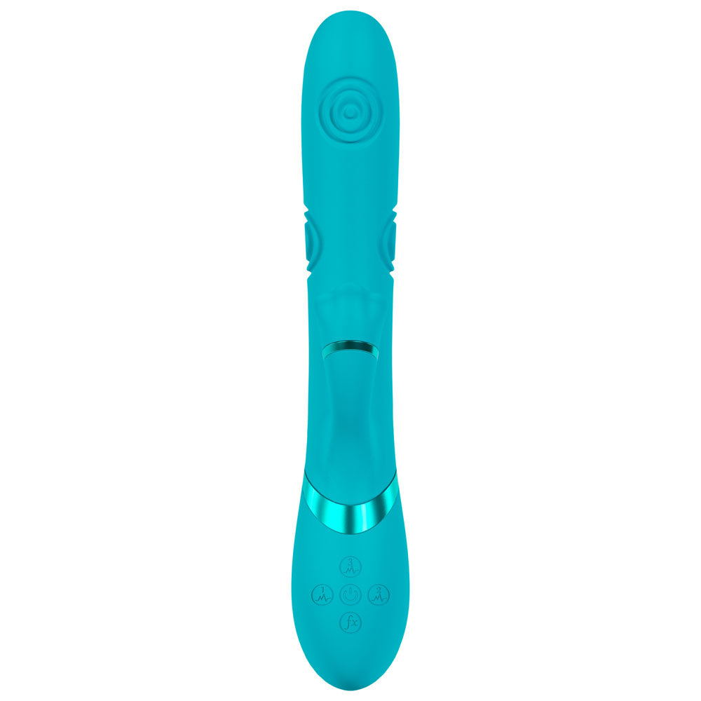 VIVE Fiore - Blue 25 cm USB Rechargeable Tapping Rabbit Vibrator - VIVE063BLU