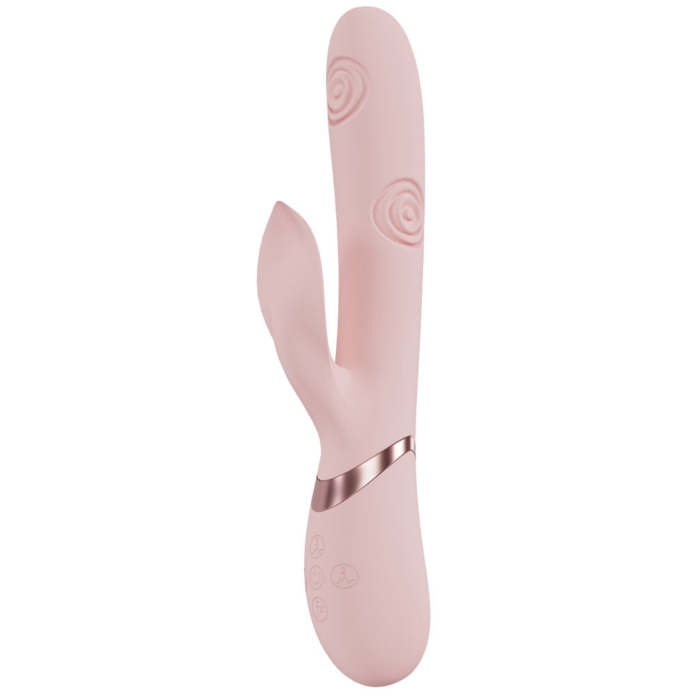 VIVE Fronda - Pink - Pink 25 cm USB Rechargeable Tapping Rabbit Vibrator - VIVE064PNK