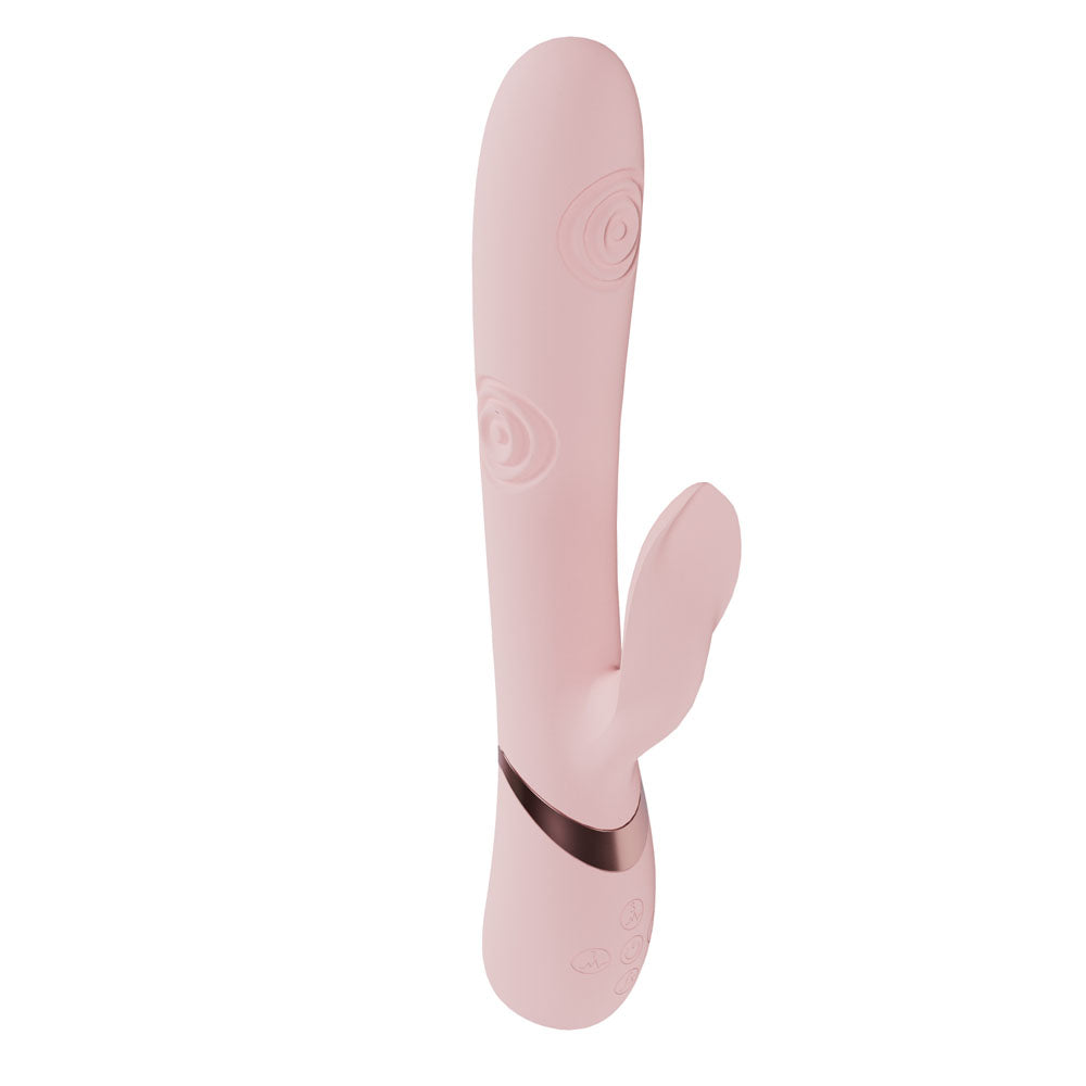 VIVE Fronda - Pink - Pink 25 cm USB Rechargeable Tapping Rabbit Vibrator - VIVE064PNK
