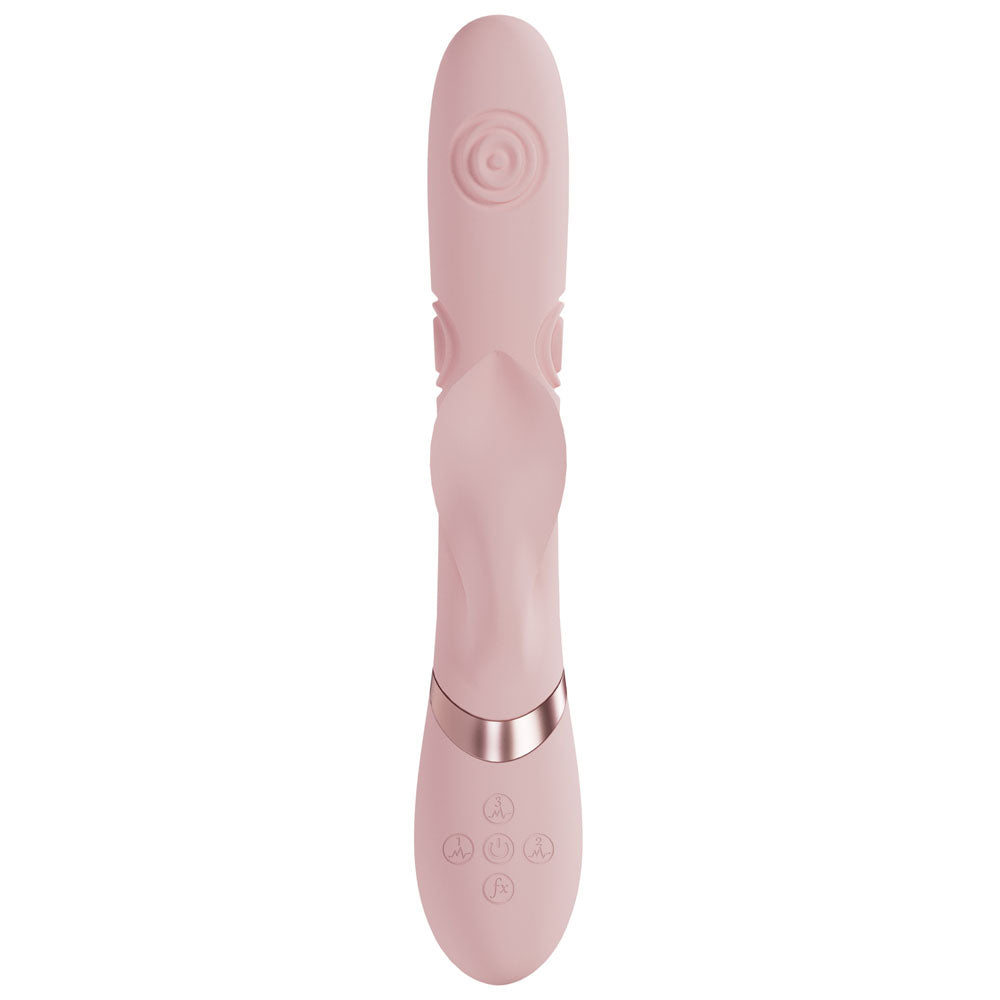 VIVE Fronda - Pink - Pink 25 cm USB Rechargeable Tapping Rabbit Vibrator - VIVE064PNK