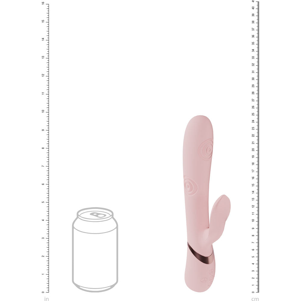 VIVE Fronda - Pink - Pink 25 cm USB Rechargeable Tapping Rabbit Vibrator - VIVE064PNK