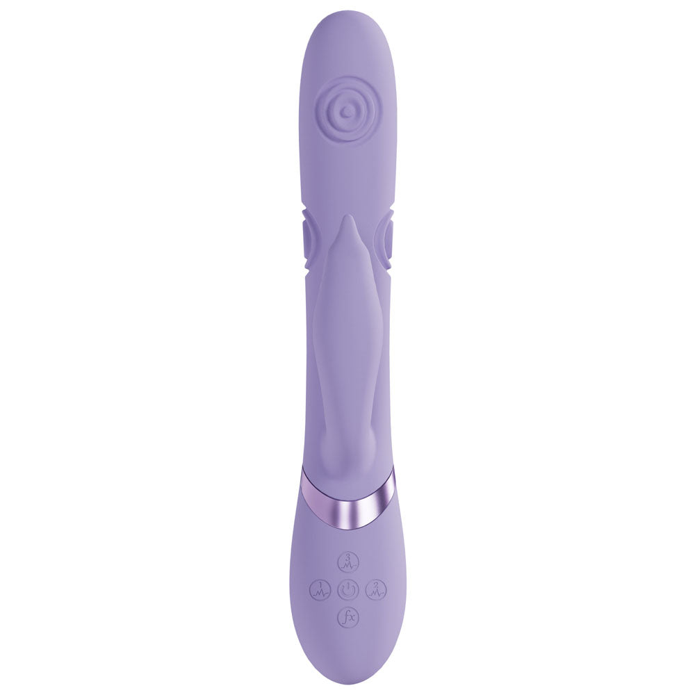 VIVE Pallina - Purple - Purple 25 cm USB Rechargeable Tapping Rabbit Vibrator - VIVE065LAV