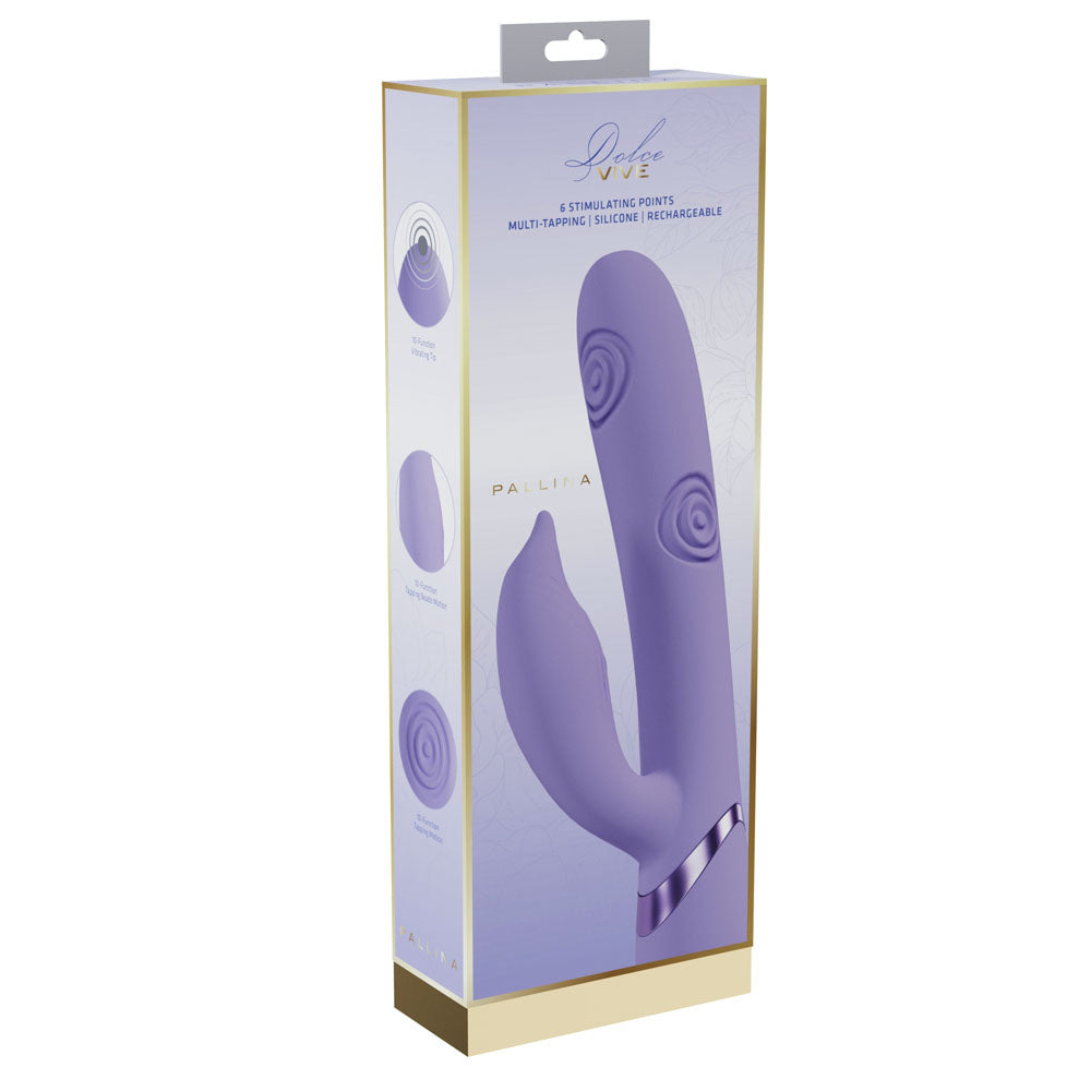 VIVE Pallina - Purple - Purple 25 cm USB Rechargeable Tapping Rabbit Vibrator - VIVE065LAV