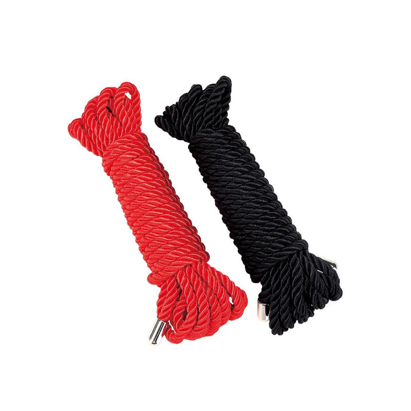 WhipSmart Heartbreaker 2 Pack Satin BDSM Rope - Black & Red Ropes - Set of 2 - WS1034