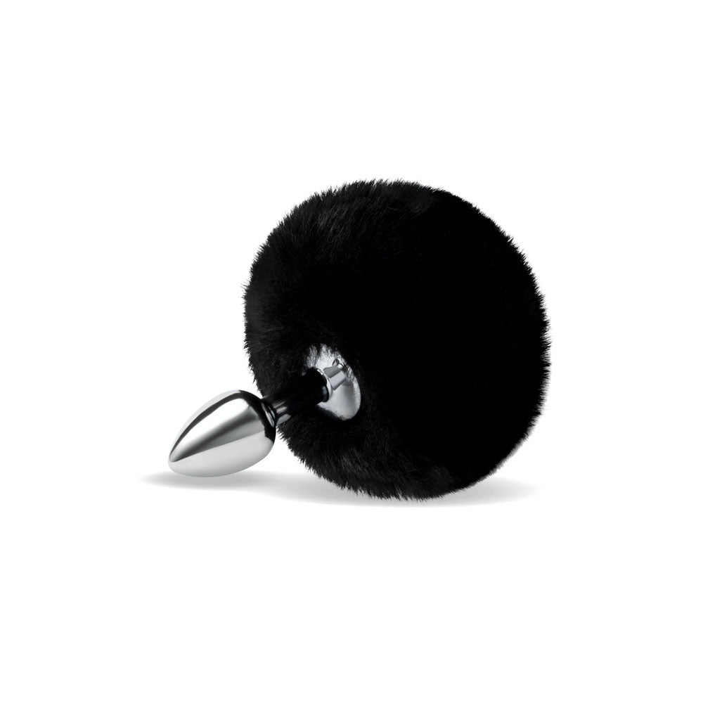 WhipSmart Furry Tales Black Bunny Tail - Metal 6.3 cm Butt Plug with Black Bunny Tail - WS3501