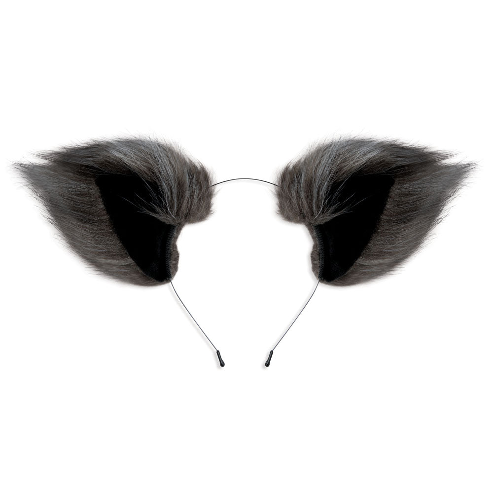 WhipSmart Furry Tales Foxtail Furry Play Set - Grey Foxtail Butt Plug & Furry Ears Set - WS3504