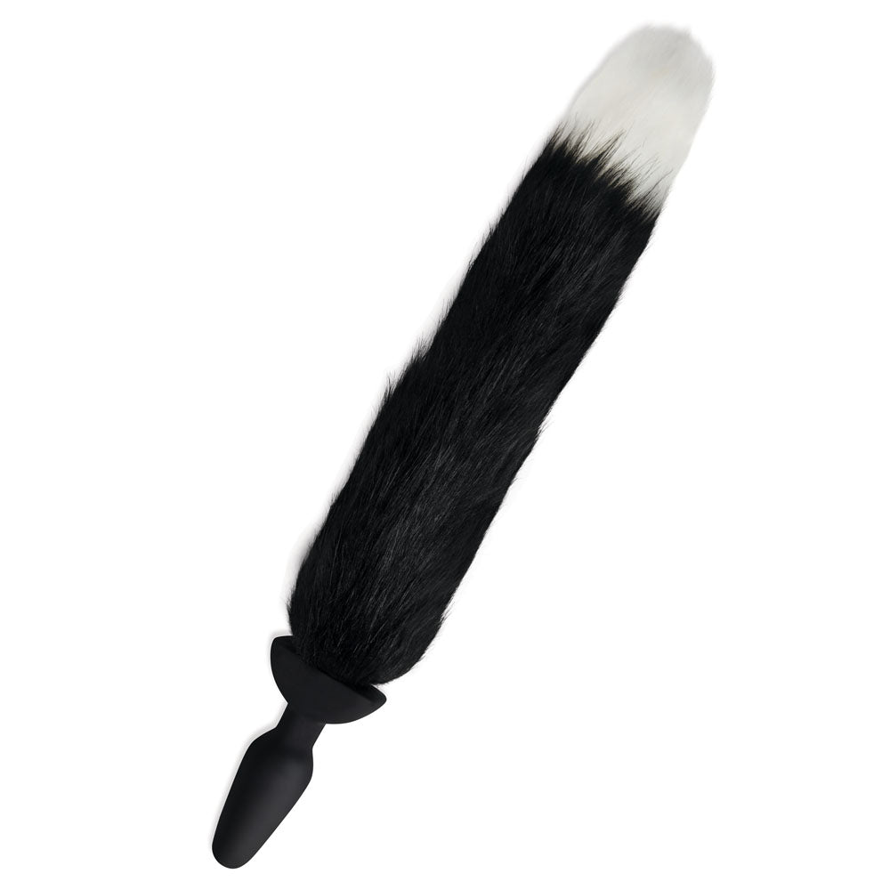 WhipSmart Furry Tales Silicone Foxtail Rechargeable Butt Plug - Black 9.5 cm Vibrating Butt Plug with Black Fox Tail & Remote Control - WS3505