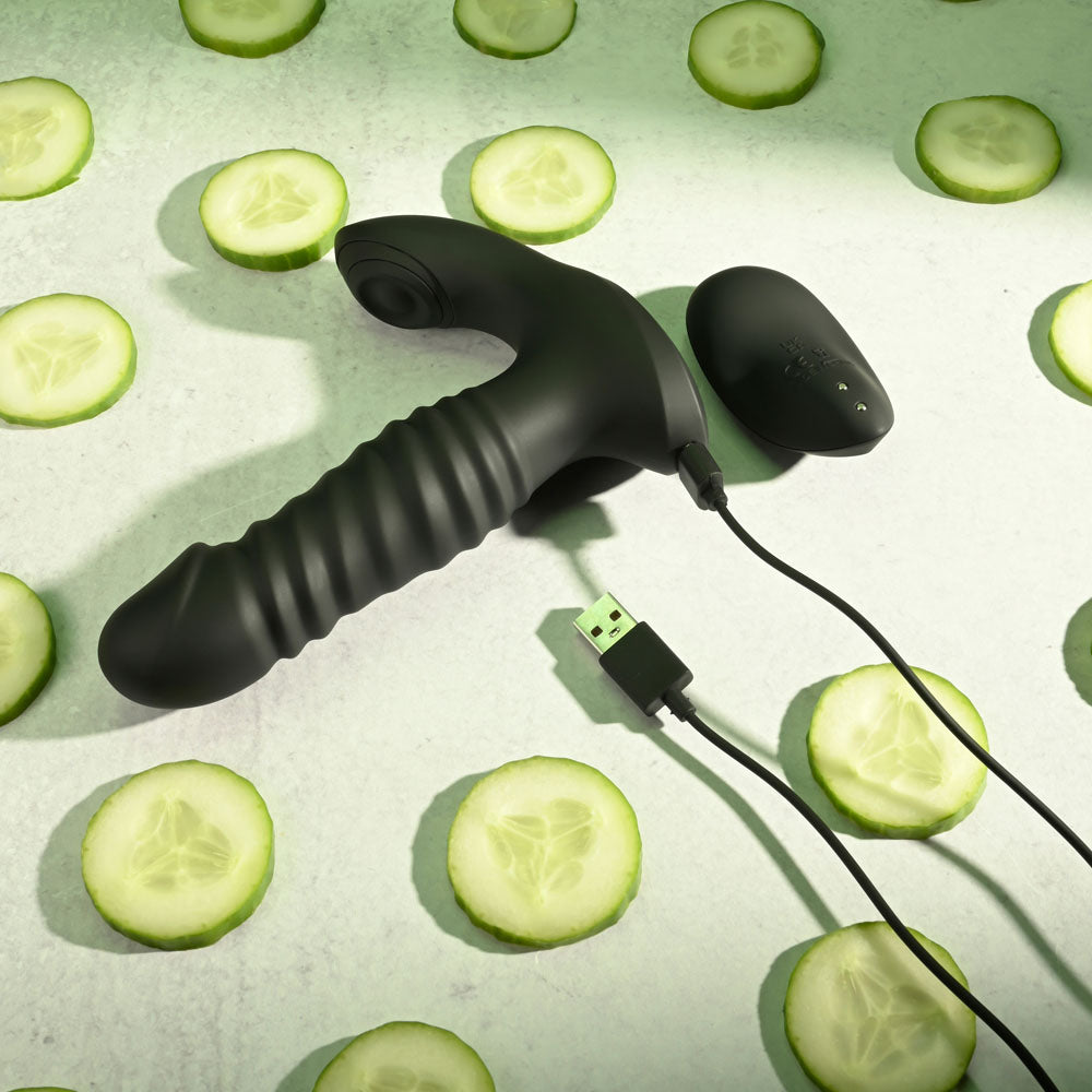 Zero Tolerance STRIKER - Black 16.4 cm USB Rechargeable Thrusting Anal Vibrator with Wireless Remote Control - ZE-RS-4196-2