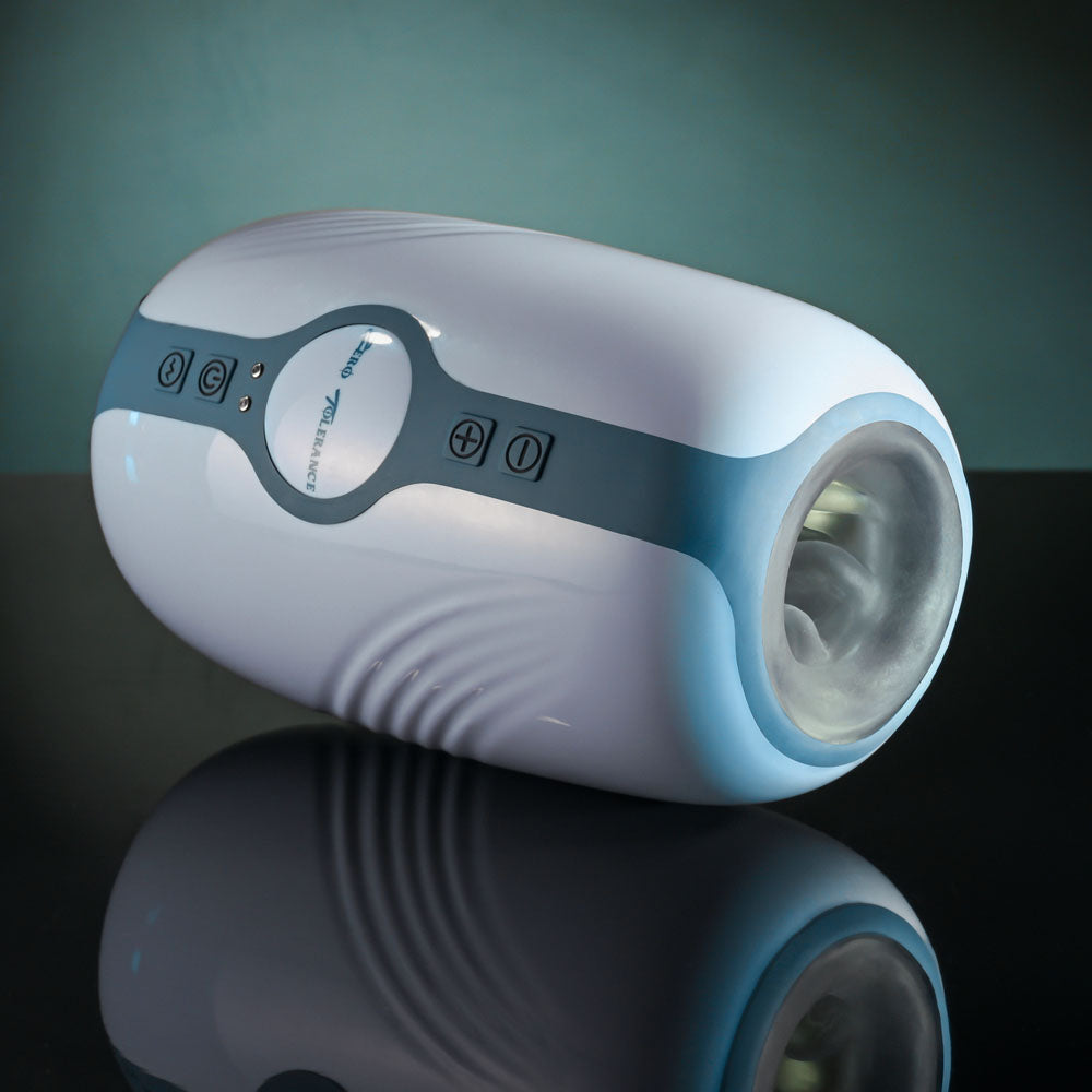 Zero Tolerance TOUCHDOWN - White 15 cm USB Rechargeable Vibrating & Tightening Stroker - ZE-RS-5100-2