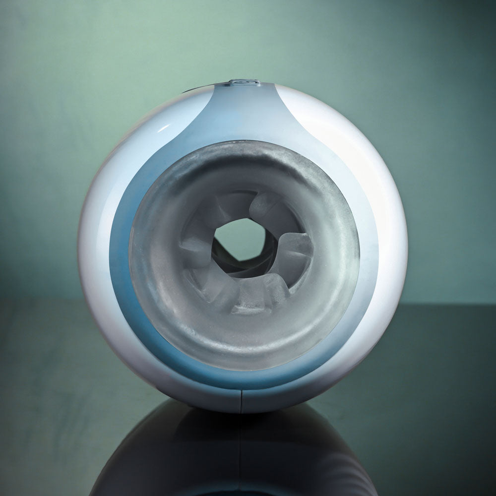 Zero Tolerance TOUCHDOWN - White 15 cm USB Rechargeable Vibrating & Tightening Stroker - ZE-RS-5100-2