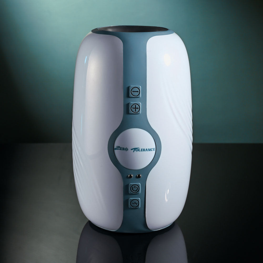 Zero Tolerance TOUCHDOWN - White 15 cm USB Rechargeable Vibrating & Tightening Stroker - ZE-RS-5100-2