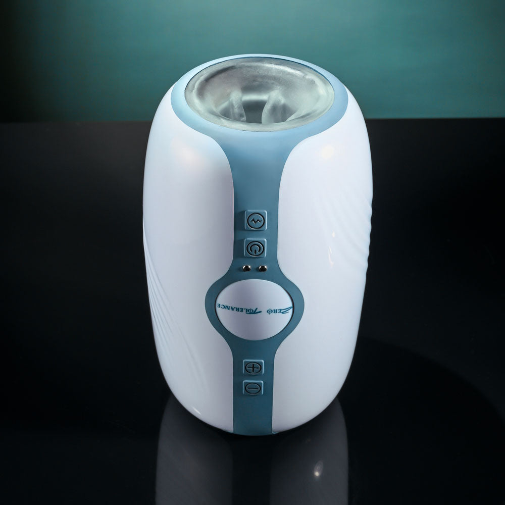 Zero Tolerance TOUCHDOWN - White 15 cm USB Rechargeable Vibrating & Tightening Stroker - ZE-RS-5100-2