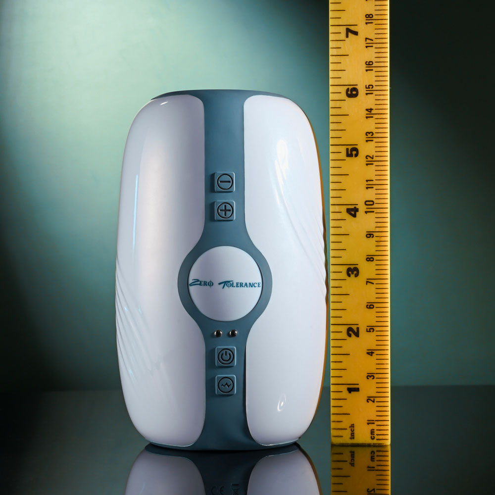 Zero Tolerance TOUCHDOWN - White 15 cm USB Rechargeable Vibrating & Tightening Stroker - ZE-RS-5100-2