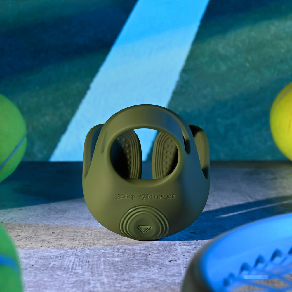 Zero Tolerance NUTTY BUDDY - Olive Green USB Rechargeable Vibrating Cock & Balls Ring - ZE-RS-5896-2