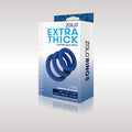 Zolo Extra Thick Silicone Cock Rings 3-Pack - Blue Thick Cock Rings - Set of 3 Sizes - ZO-6036