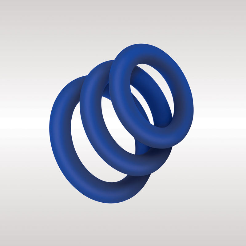 Zolo Extra Thick Silicone Cock Rings 3-Pack - Blue Thick Cock Rings - Set of 3 Sizes - ZO-6036