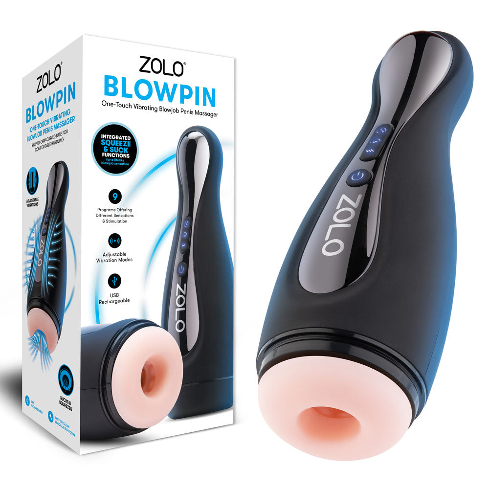 Zolo Blowpin - Flesh USB Rechargeable Auto Sucking and Vibrating Masturbator - ZO-6075