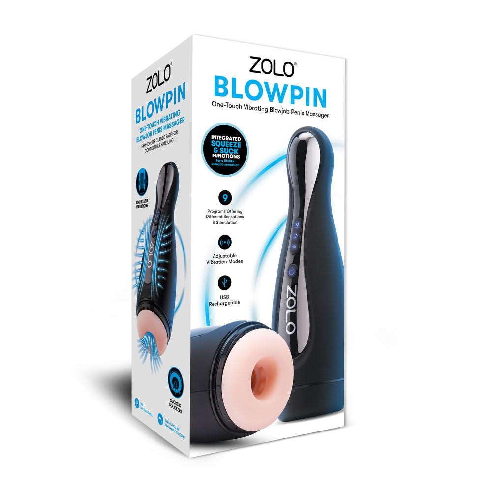 Zolo Blowpin - Flesh USB Rechargeable Auto Sucking and Vibrating Masturbator - ZO-6075
